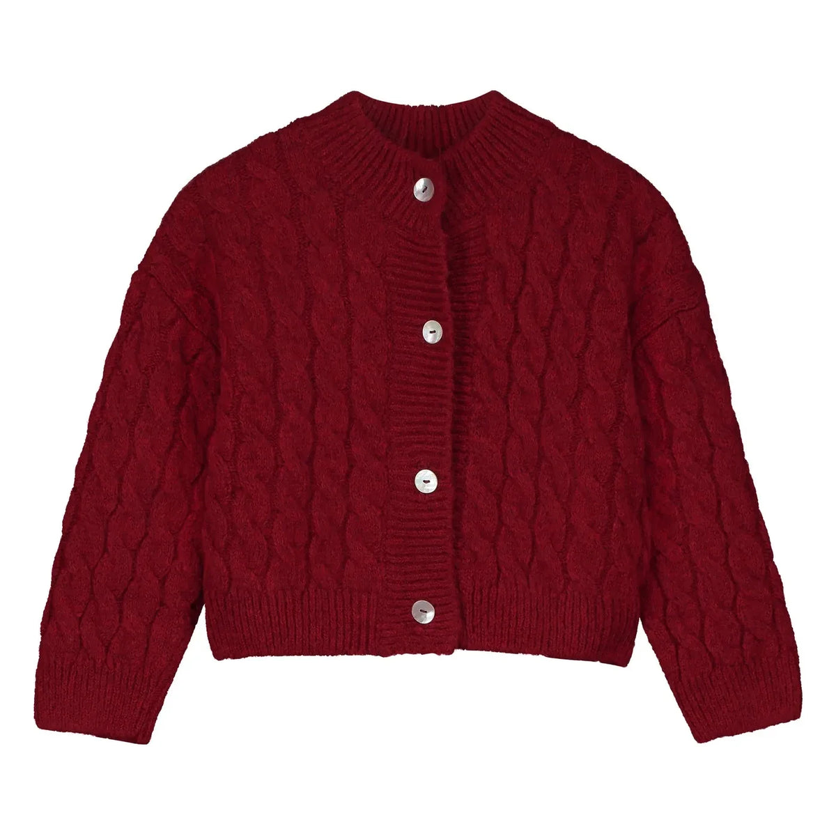 Tangerine - Cable Knit Cardigan | Red