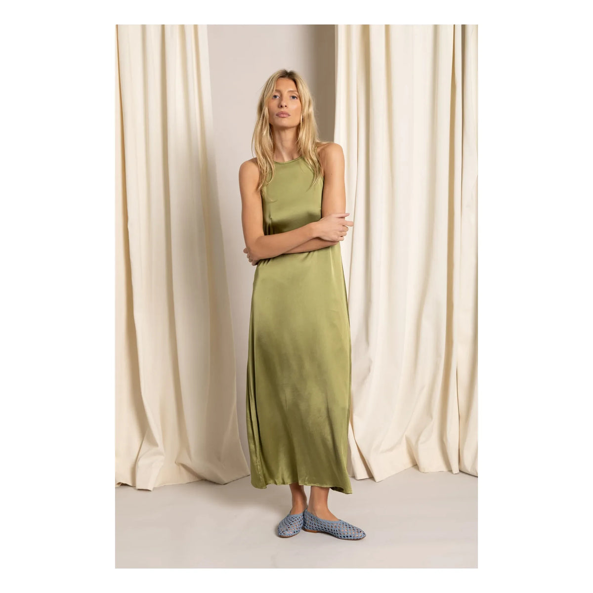 Smallable Woman - Zelie Satin Dress | Anise Green