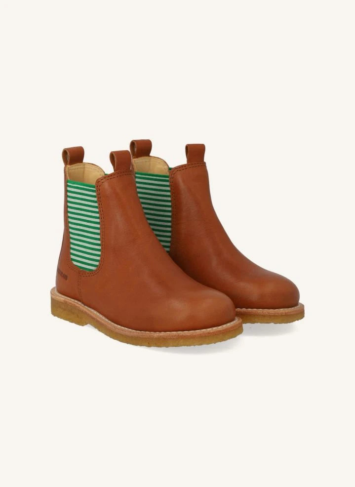Angulus - Striped Chelsea Boot Laces | Cognac