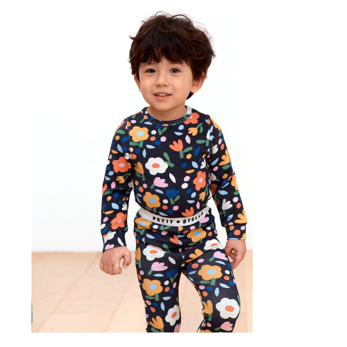 Petit Stella - Floral Pima Cotton and Modal Pajama | Black