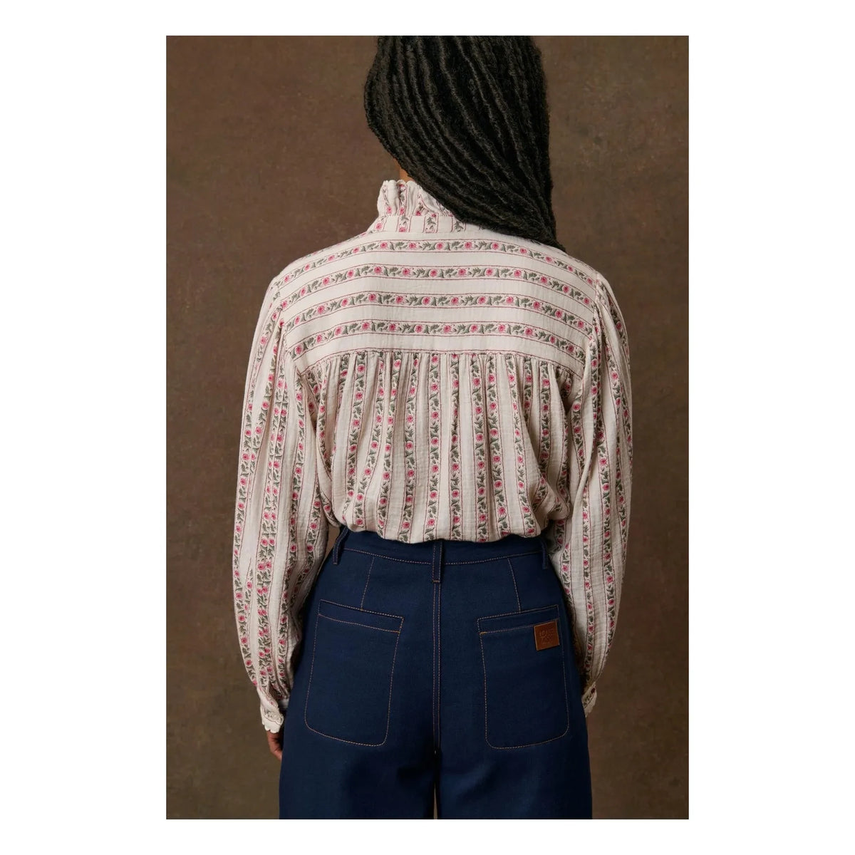 Louise Misha - Cora Organic Cotton Striped Blouse | Cream