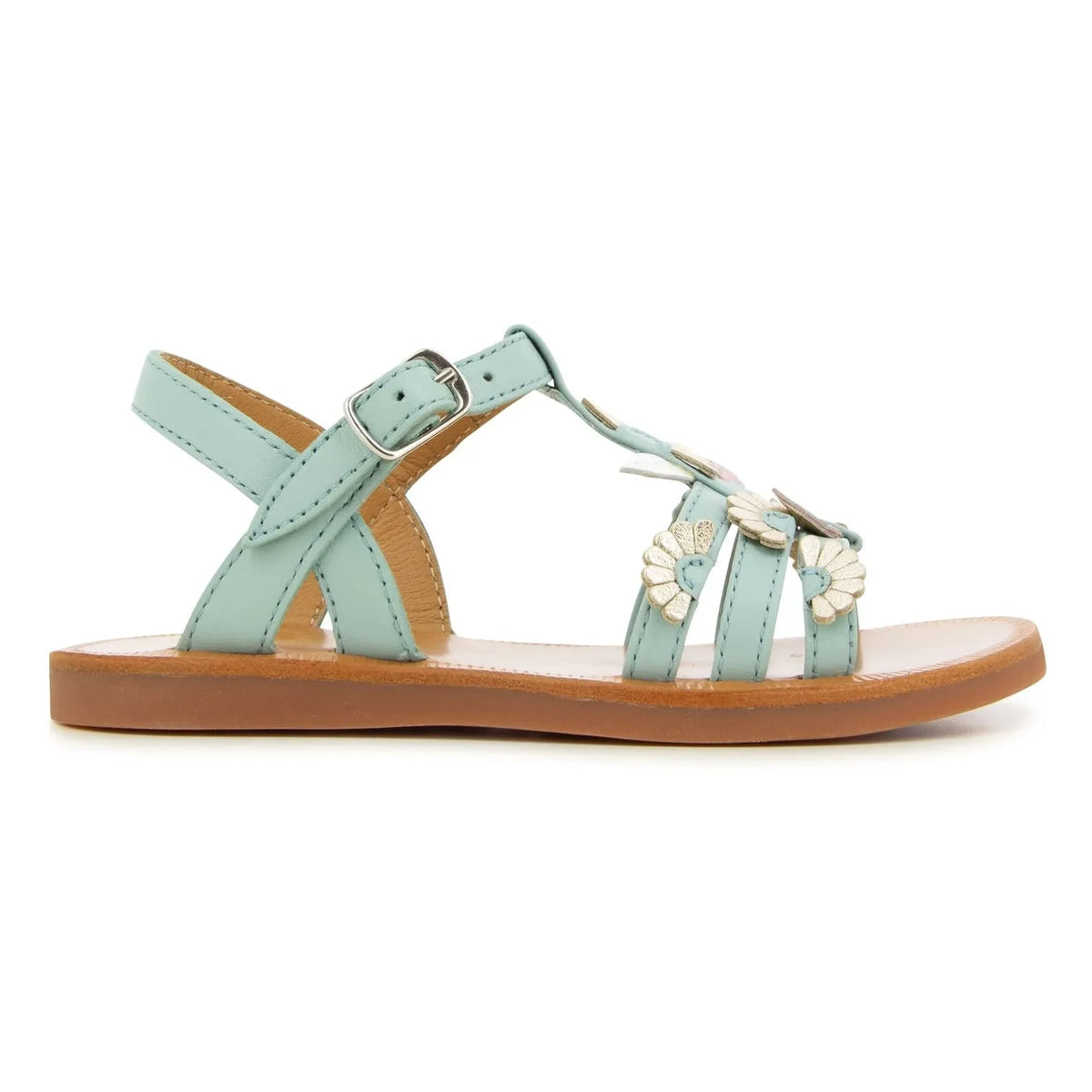 Pom d'Api - Plagette Multi Daisy sandals | Turquoise