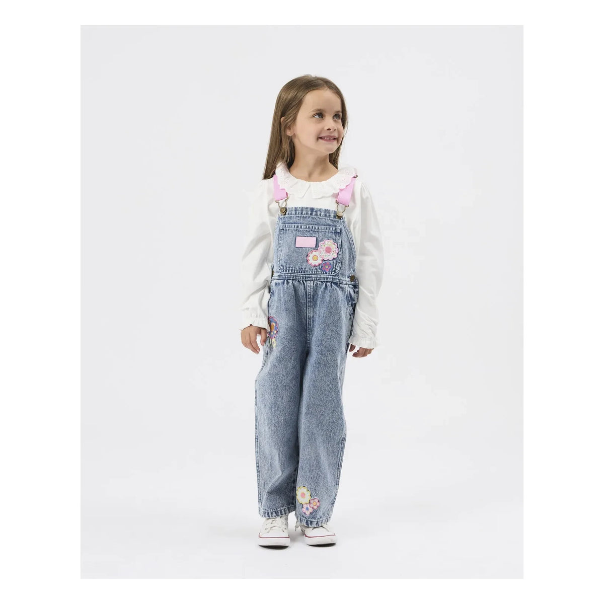 Goldie + Ace - Austin Floral Print Denim Overall | Blue