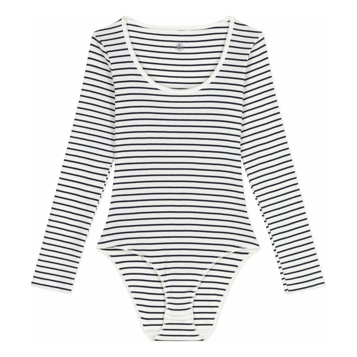 Petit Bateau - Striped Ribbed Bodysuit | White
