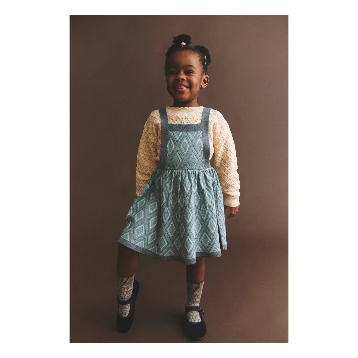 FUB - Harlequin Merino Wool Dress | Blue