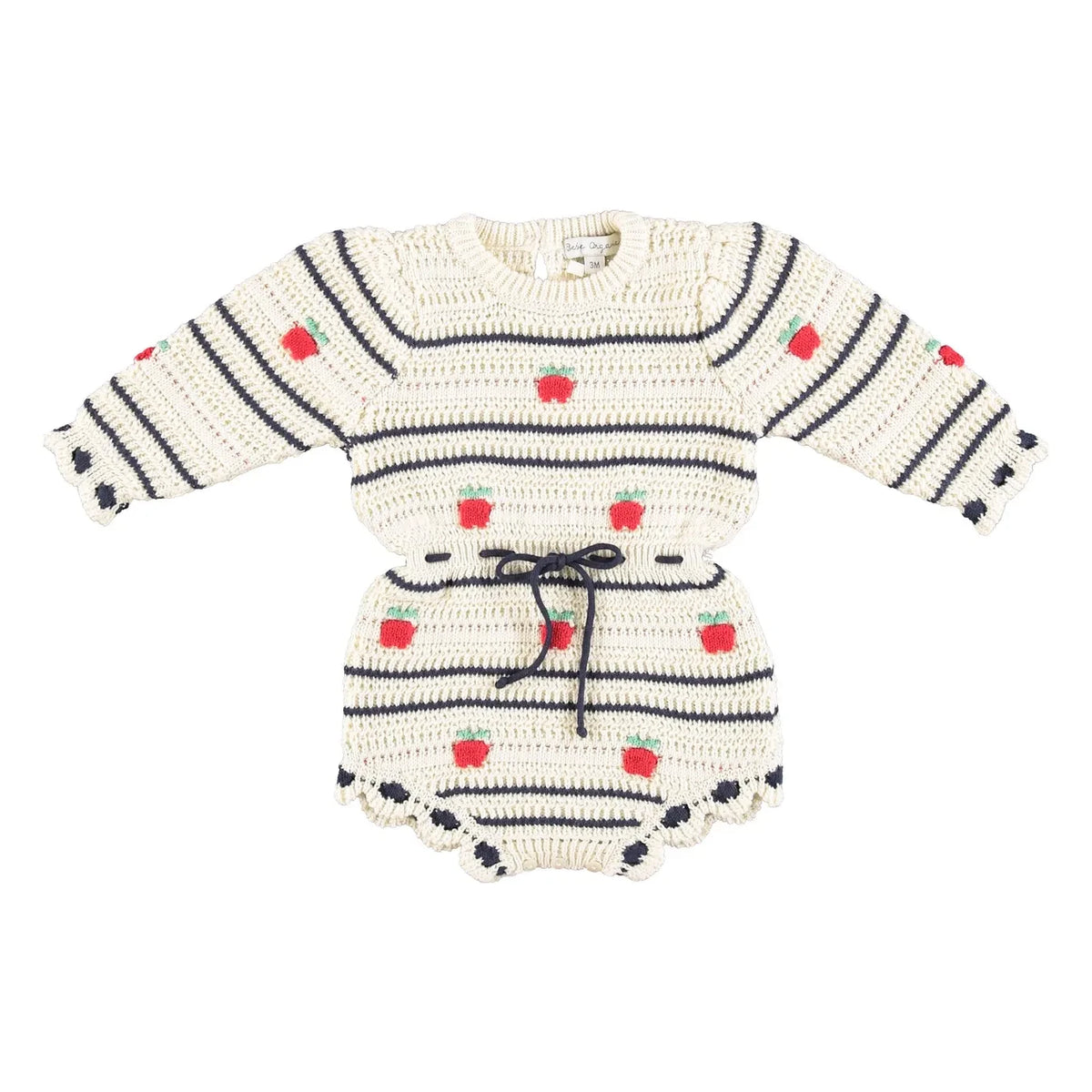 Bebe Organic - Daisy Apples Organic Cotton Knitted Romper | Cream