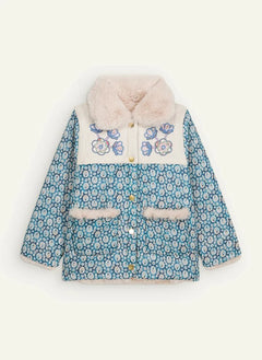 Louise Misha - Dalilou Organic Cotton Fur Reversible Coat | Blue