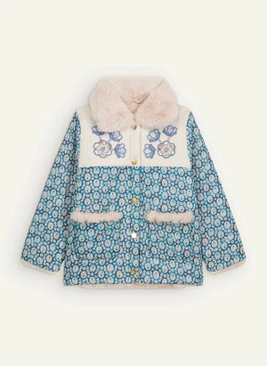 Louise Misha - Dalilou Organic Cotton Fur Reversible Coat | Blue