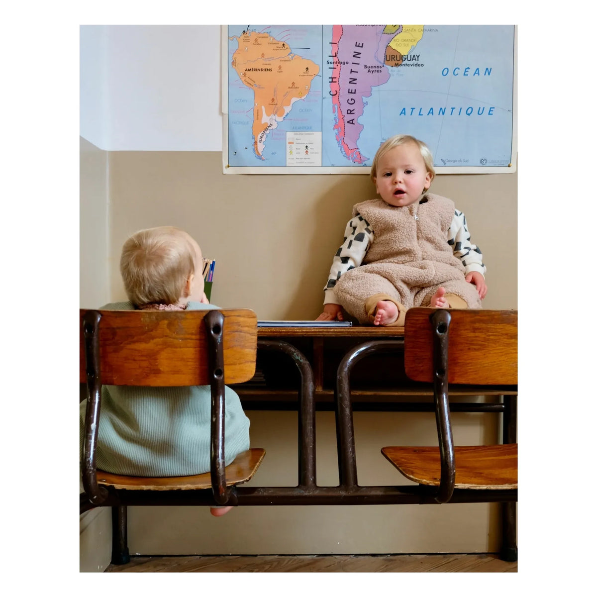 Tante Reine - Organic cotton footed sleeping bag Teddy | Sand