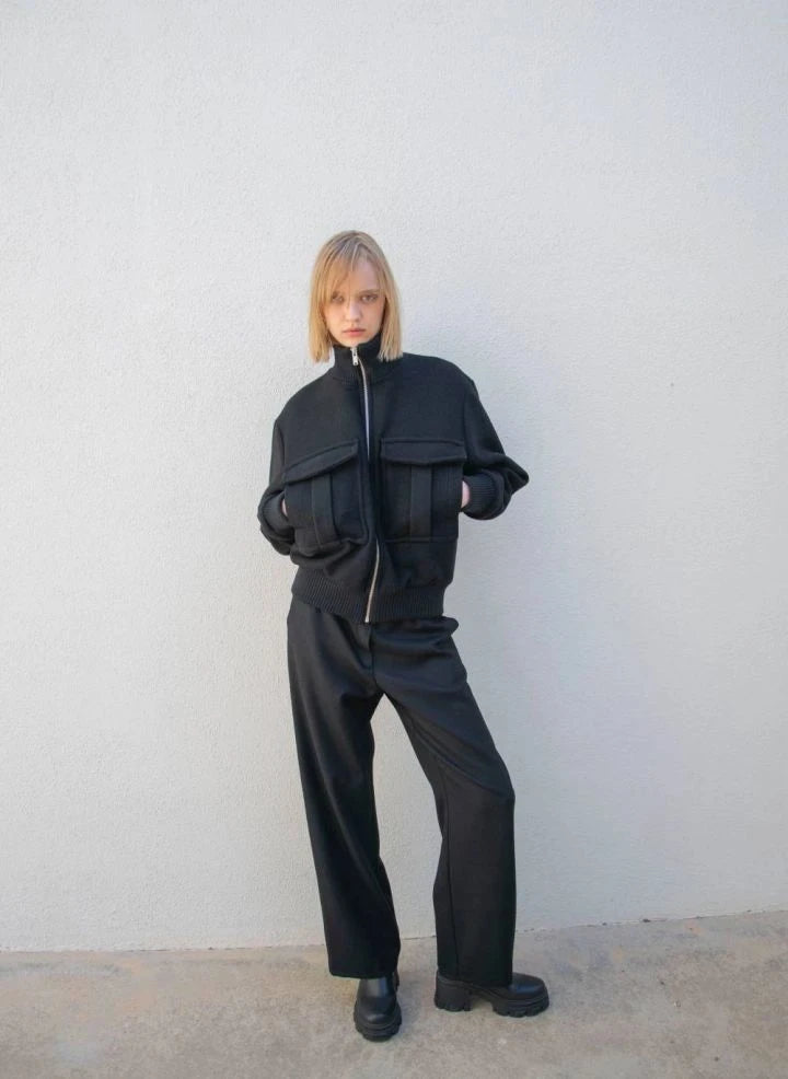 THEAVANT - Recycled Wool Baseball Jacket | Black