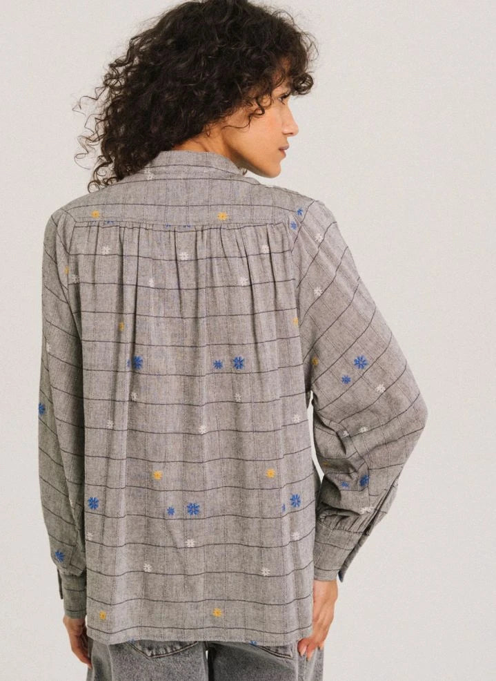 Tinsels - Forest Plaid Cotton Blouse | Grey