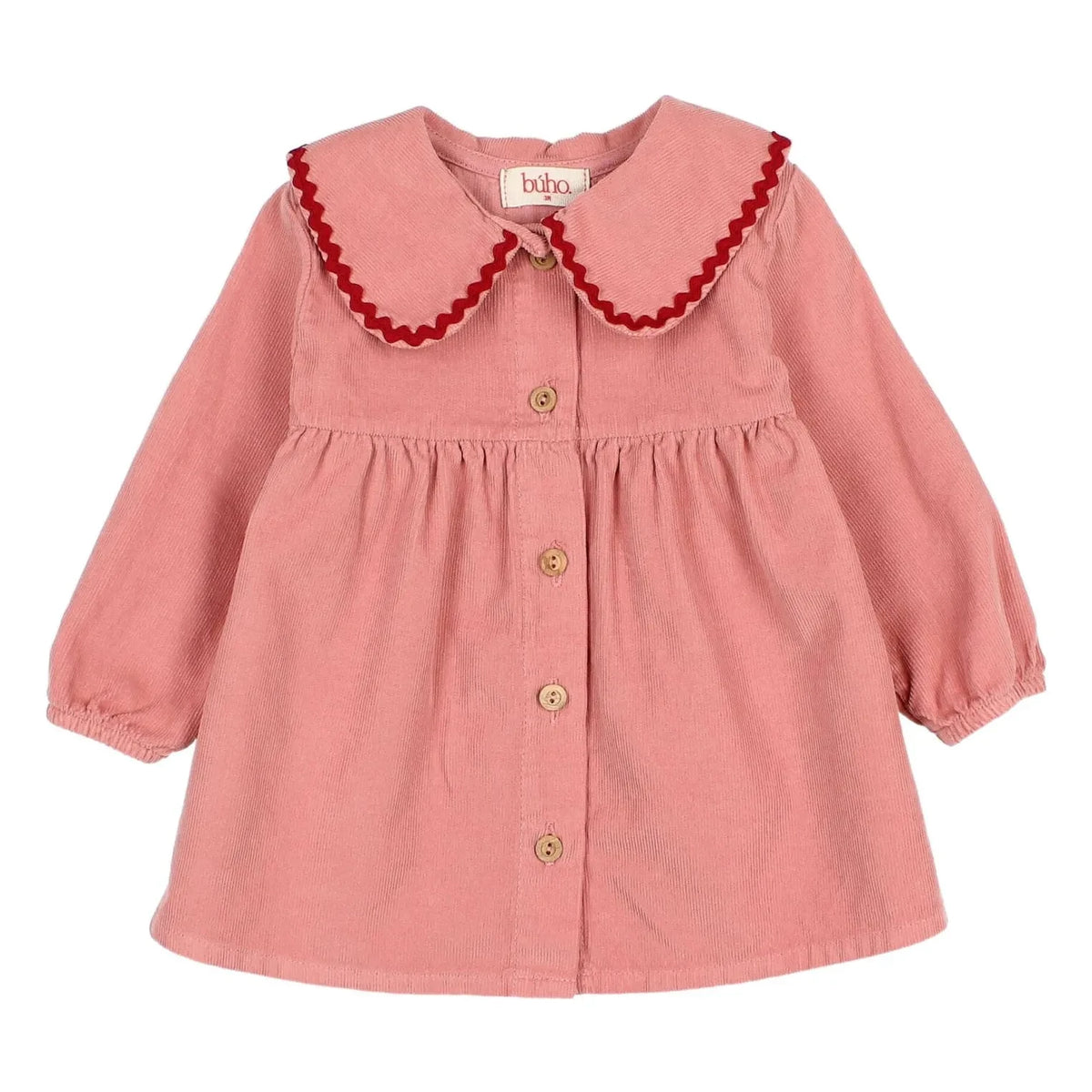 Búho - Claudine Collar Velvet Ruffled Baby Dress | Pink