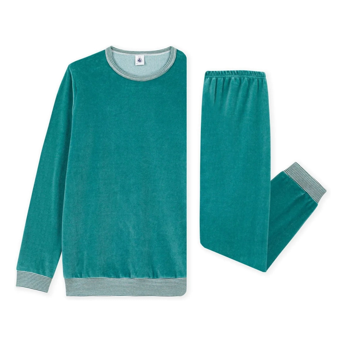 Petit Bateau - Uni Velvet Pajamas | Forest Green