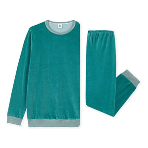 Petit Bateau - Uni Velvet Pajamas | Forest Green