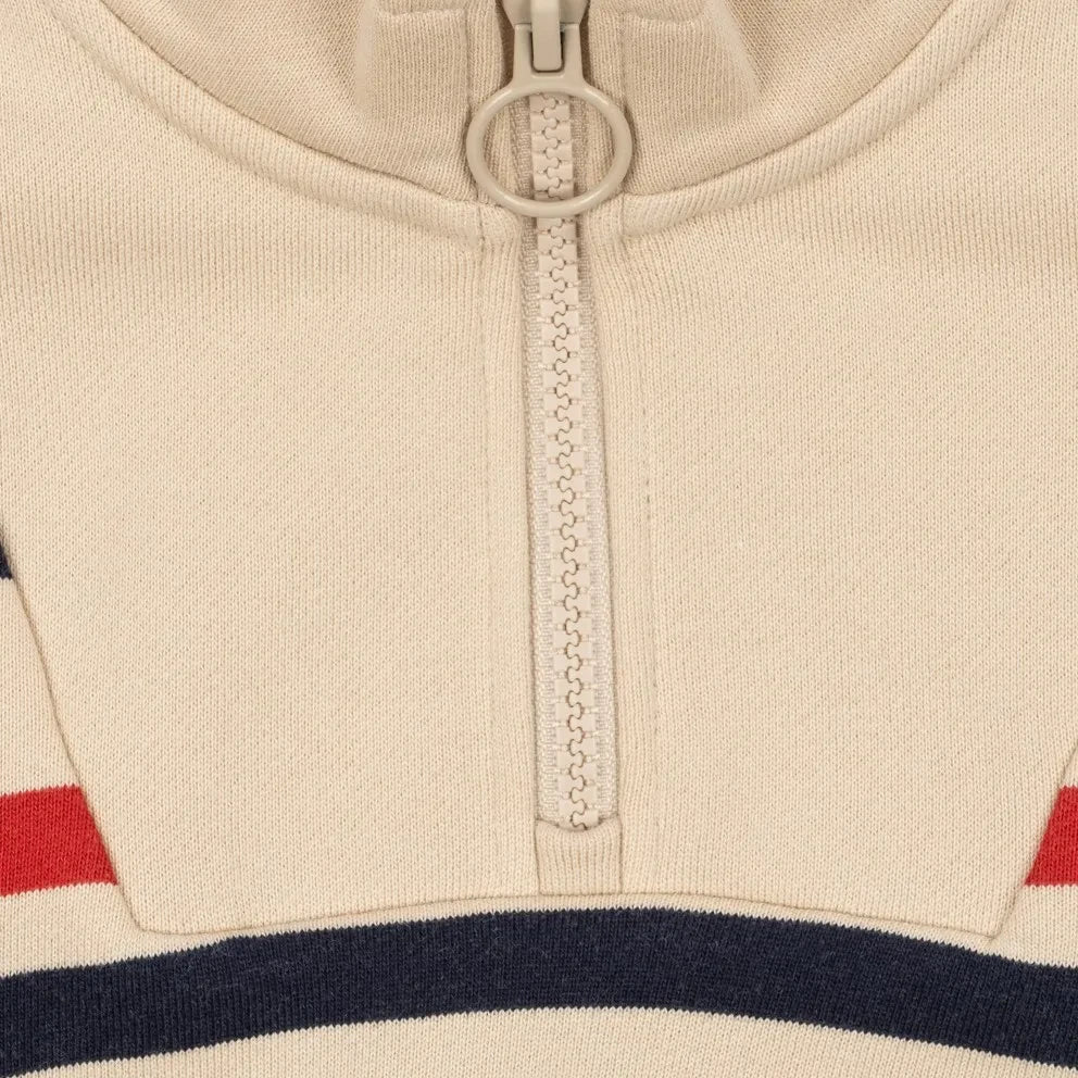 Konges Sløjd - Loupy Striped Organic Cotton Zip-Up Sweatshirt | Ecru