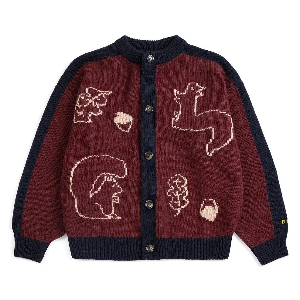 Bobo Choses - Wool Jacket Ecureuils | Burgundy