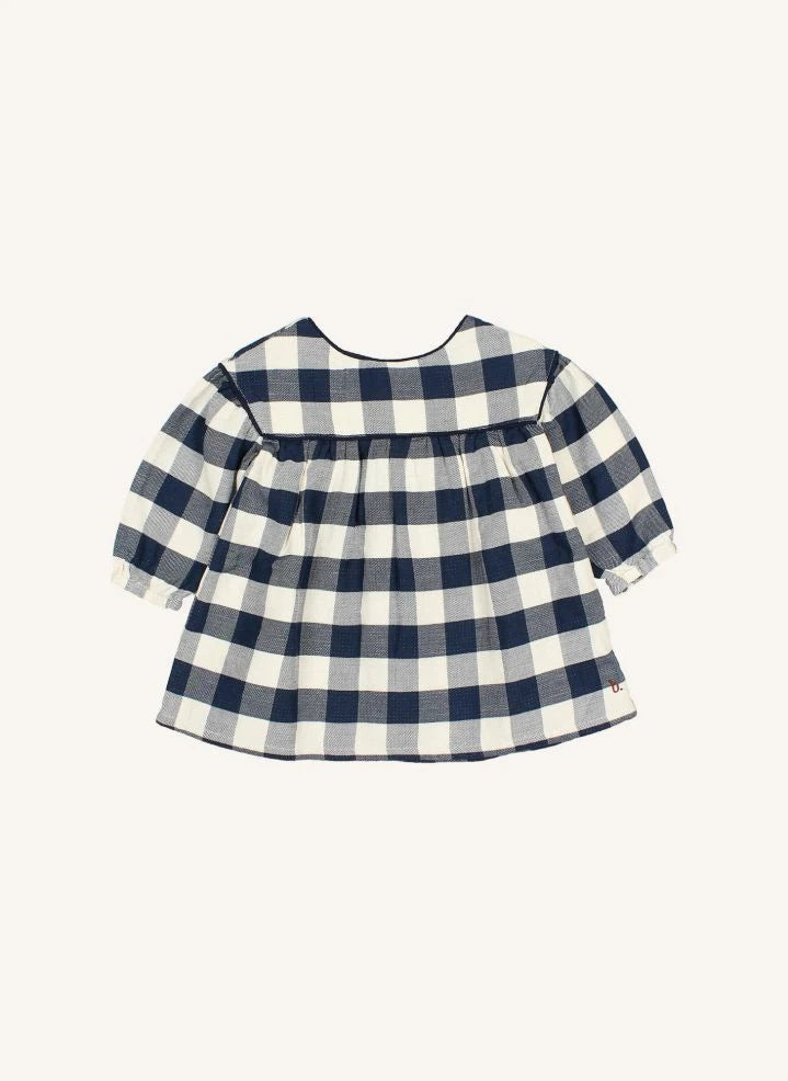 Búho - Navy Baby Checked Dress