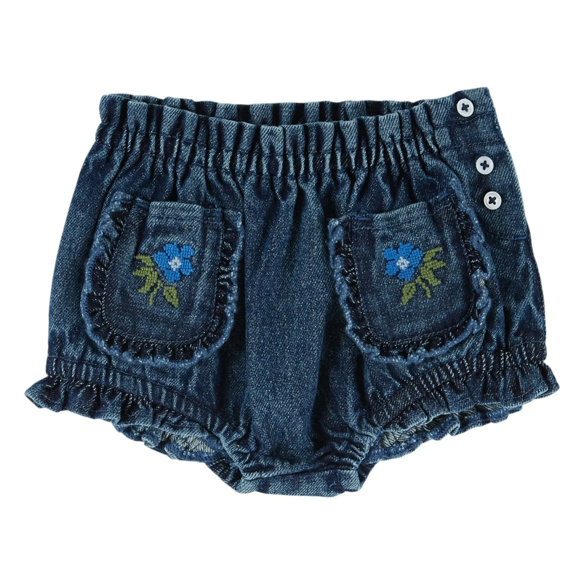 Emile et Ida - Embroidered Denim Bloomer | Dark Blue