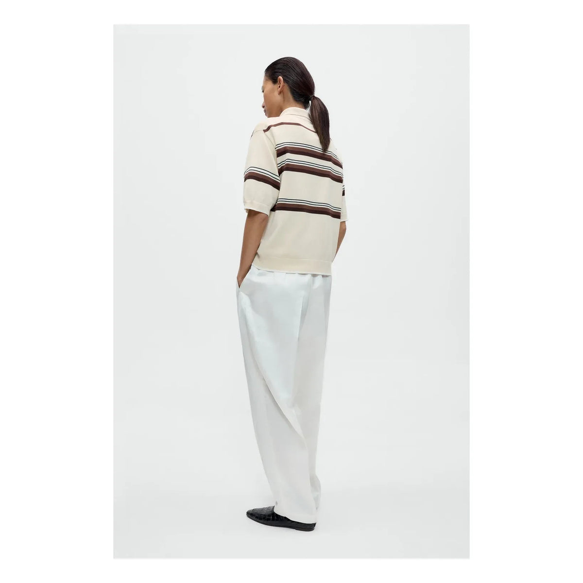 Cordera - Striped Cotton Polo Shirt | Beige
