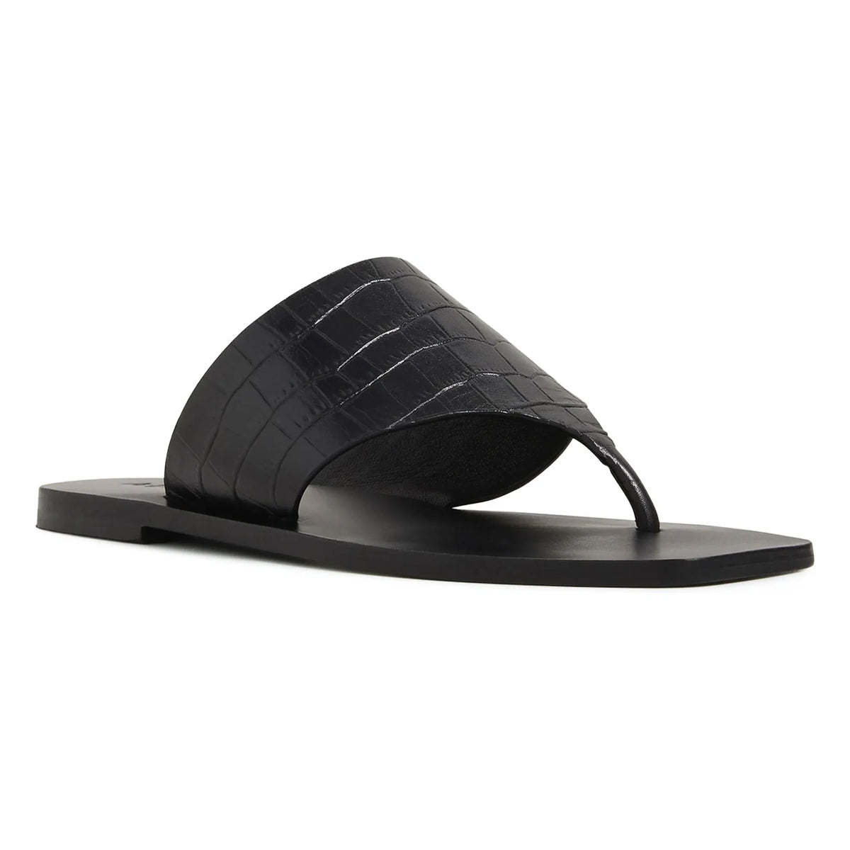 A. Emery - Crocodile Patterned Nose Sandals | Black