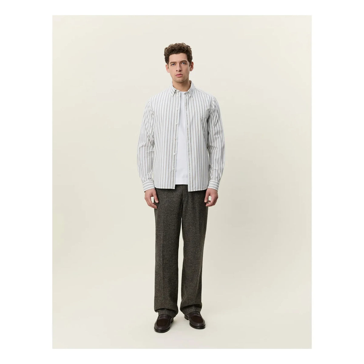 Les Deux - Striped Poplin Shirt | White - Ivory
