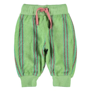 Piupiuchick - Organic Cotton Terry Textured Striped Jogger Trousers | Green