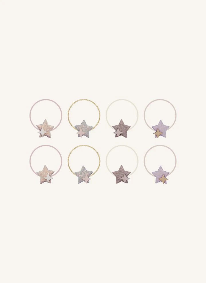 Mimi & Lula - 8-piece Shiny Glitter Hair Tie Set | Pink