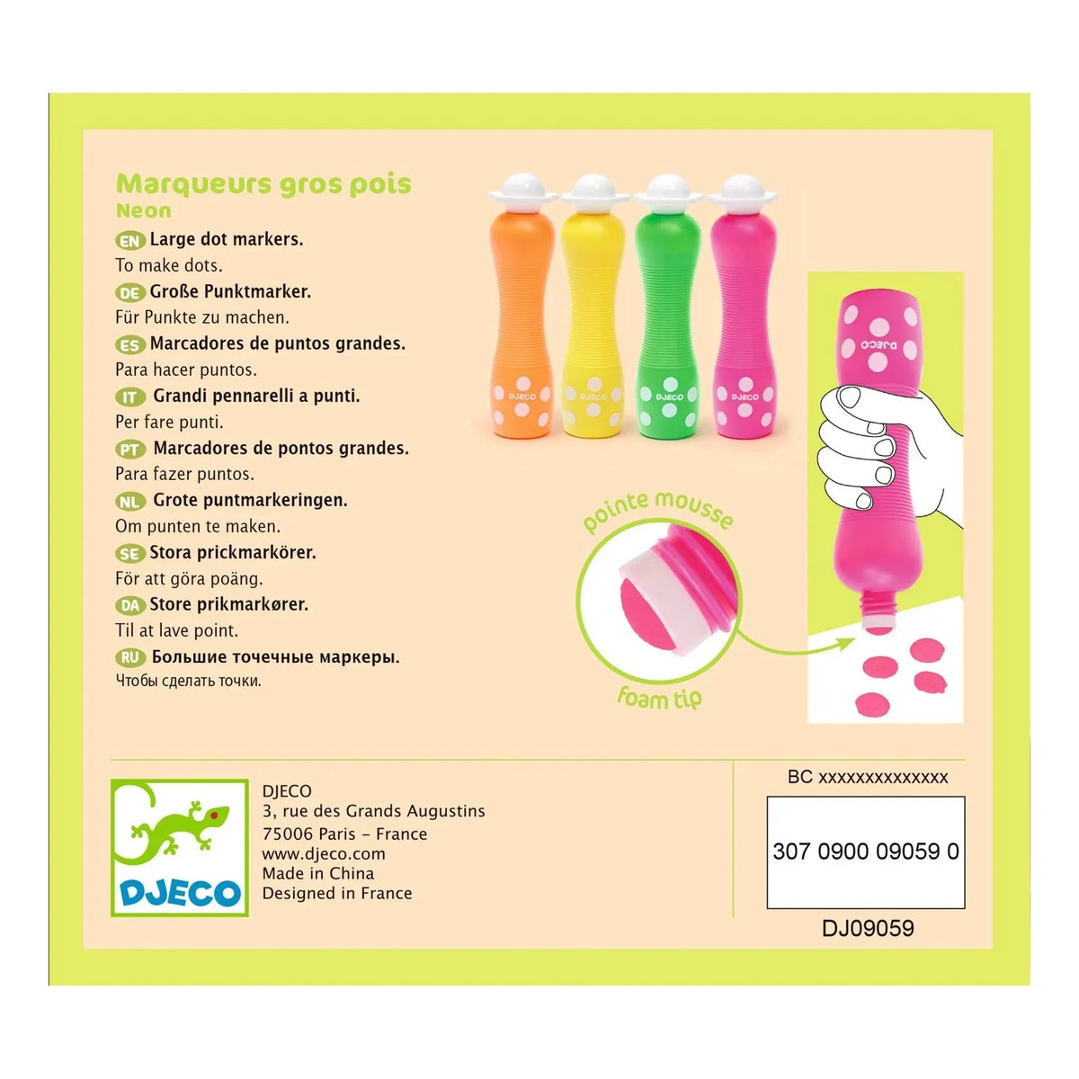 Djeco - Foam Pens for Children - Neon