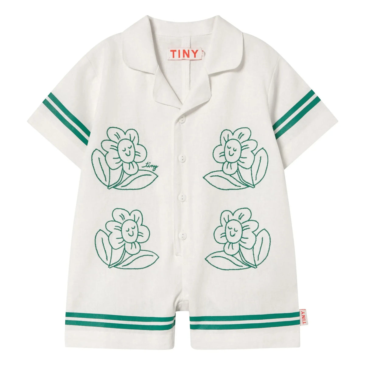 Tinycottons - Floral Oversized Romper Shorts | White