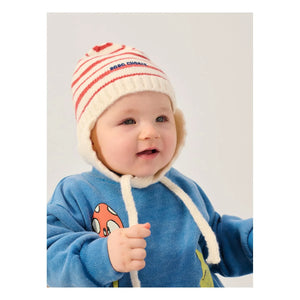 Bobo Choses - Recycled Fiber Striped Beanie | Ecru