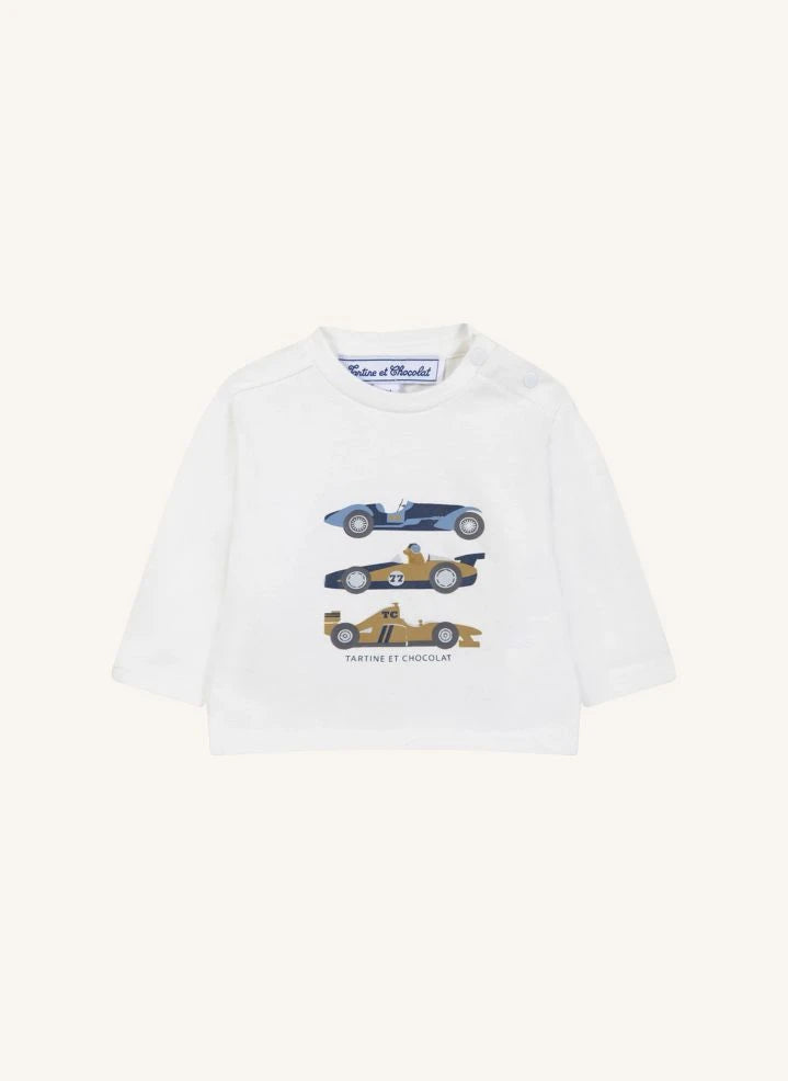 Tartine et Chocolat - Racing Cars T-shirt | Mustard