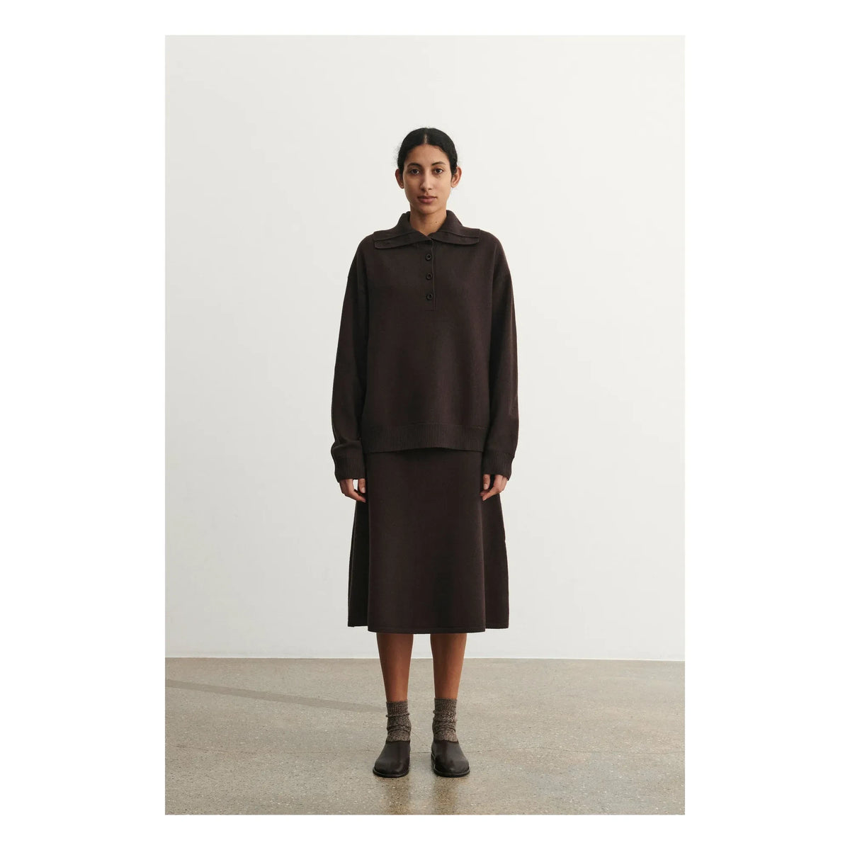 FUB - Wool Merino Felt Skirt - Women's Collection | Brown