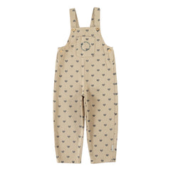 Piupiuchick - Organic Cotton Heart Detail Dungarees | Beige