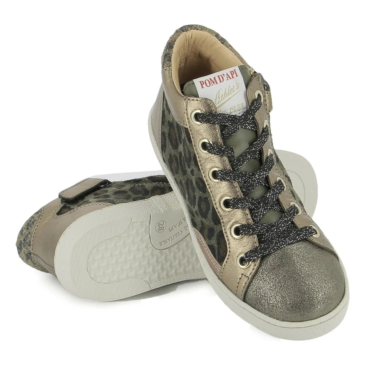Pom d'Api - Top Touch Lace Leopard Sneaker | Gold