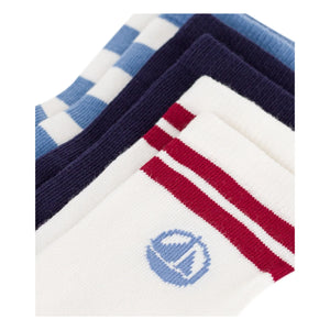 Petit Bateau - 3 Pairs of Striped Socks Set | Blue
