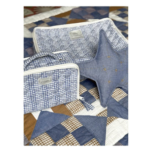 Editions Aimable - Vadim fabric suitcase | Blue Vichy Cotton