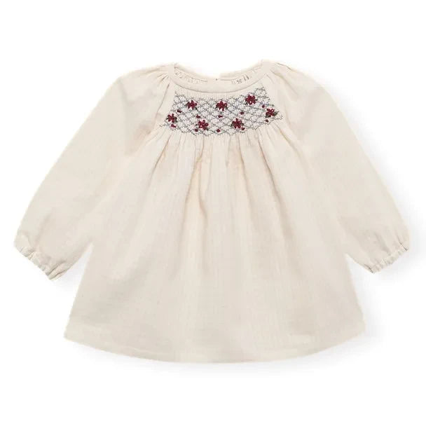 birinit - Organic Cotton Flower Embroidered Blouse | Ivory