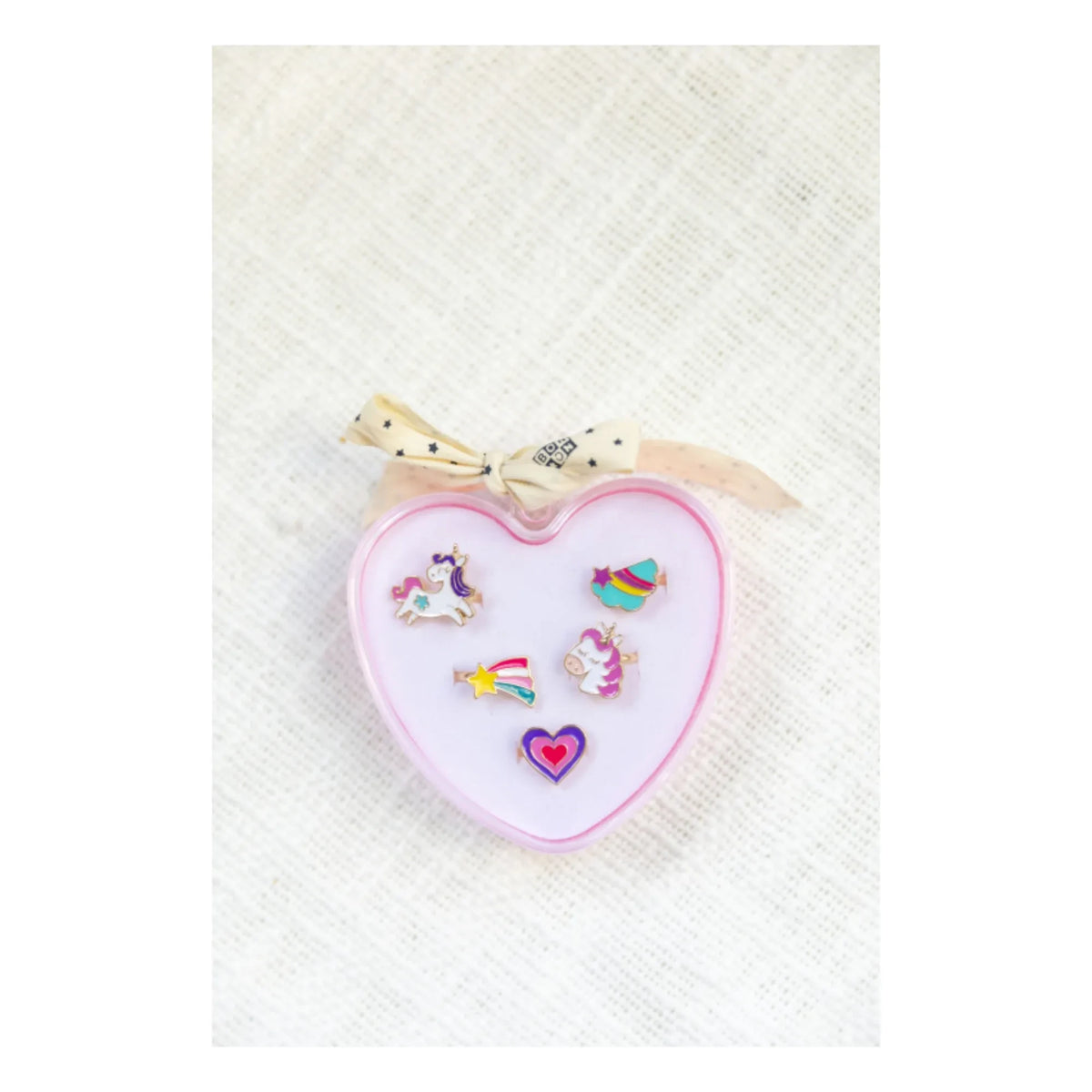 Bonton - Set of 5 Heart Rings | Lilac