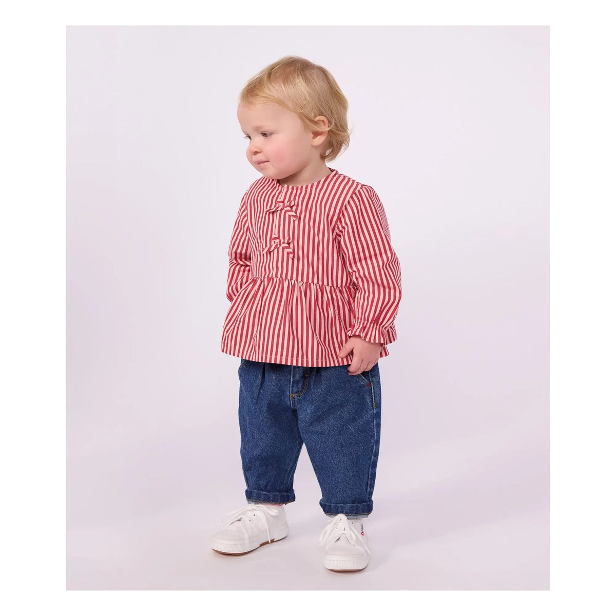 Petit Bateau - Striped Organic Cotton Baby Blouse | Pink