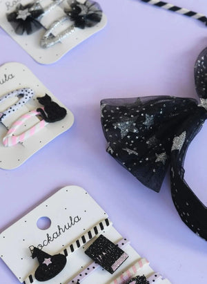 Rockahula Kids - 2-piece Little Witches Glitter Hair Clip Set | Black