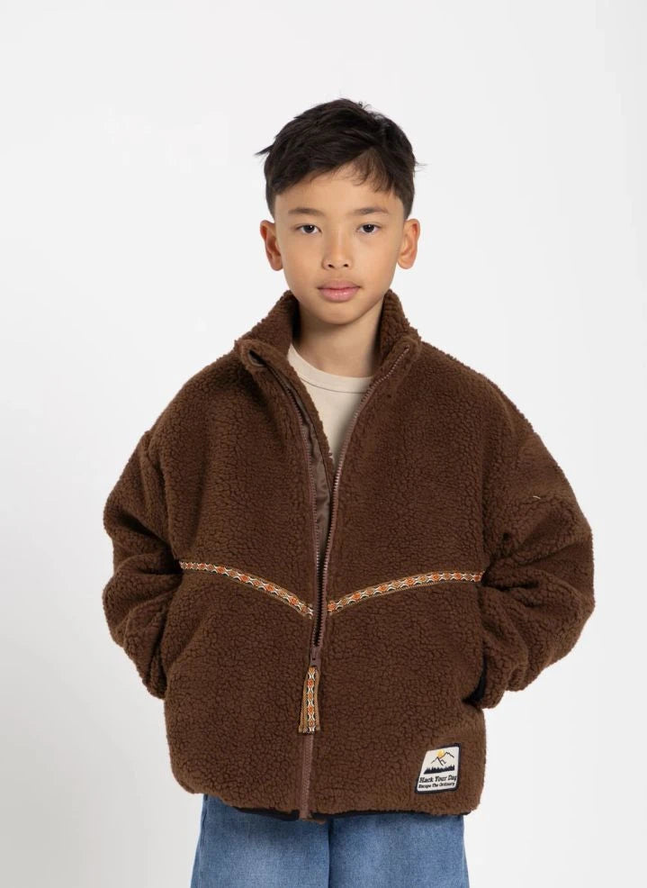 Hundred Pieces - Embossed Sherpa Jacket | Brown