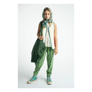 Piupiuchick - Organic Cotton Terry Textured Striped Jogger Trousers | Green