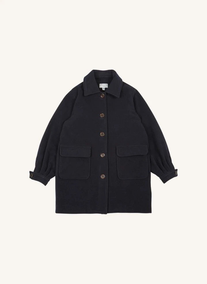 Emile et Ida - Elvin Washed Wool Coat | Navy