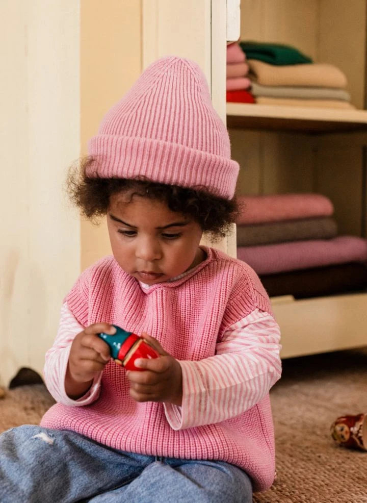 Hvid - Fonzie Merino Wool Beanie | Candy Pink