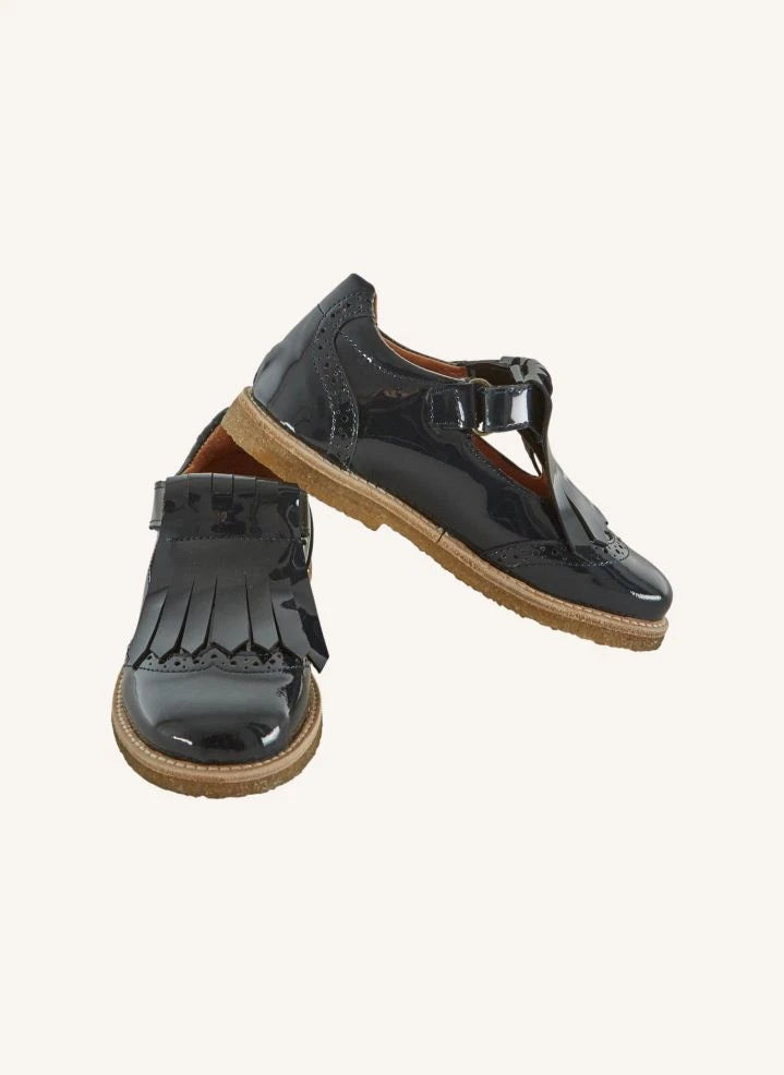 Emile et Ida - Tasseled Patent Leather Baby Shoes | Black
