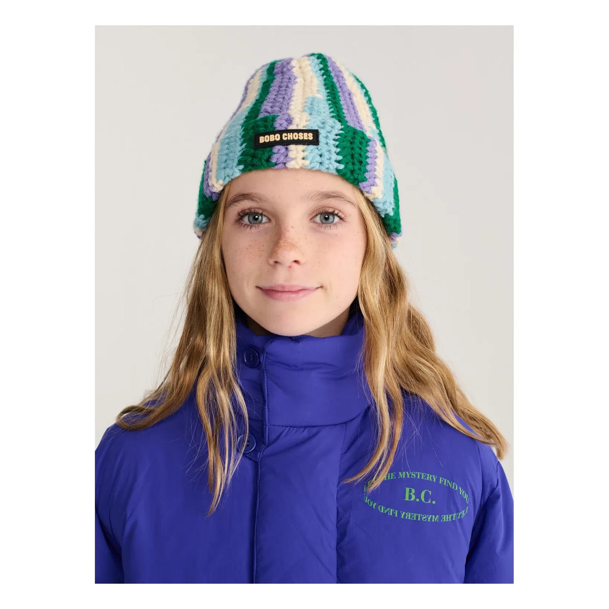 Bobo Choses - Recycled Fiber Knit Striped Beanie | Light Blue