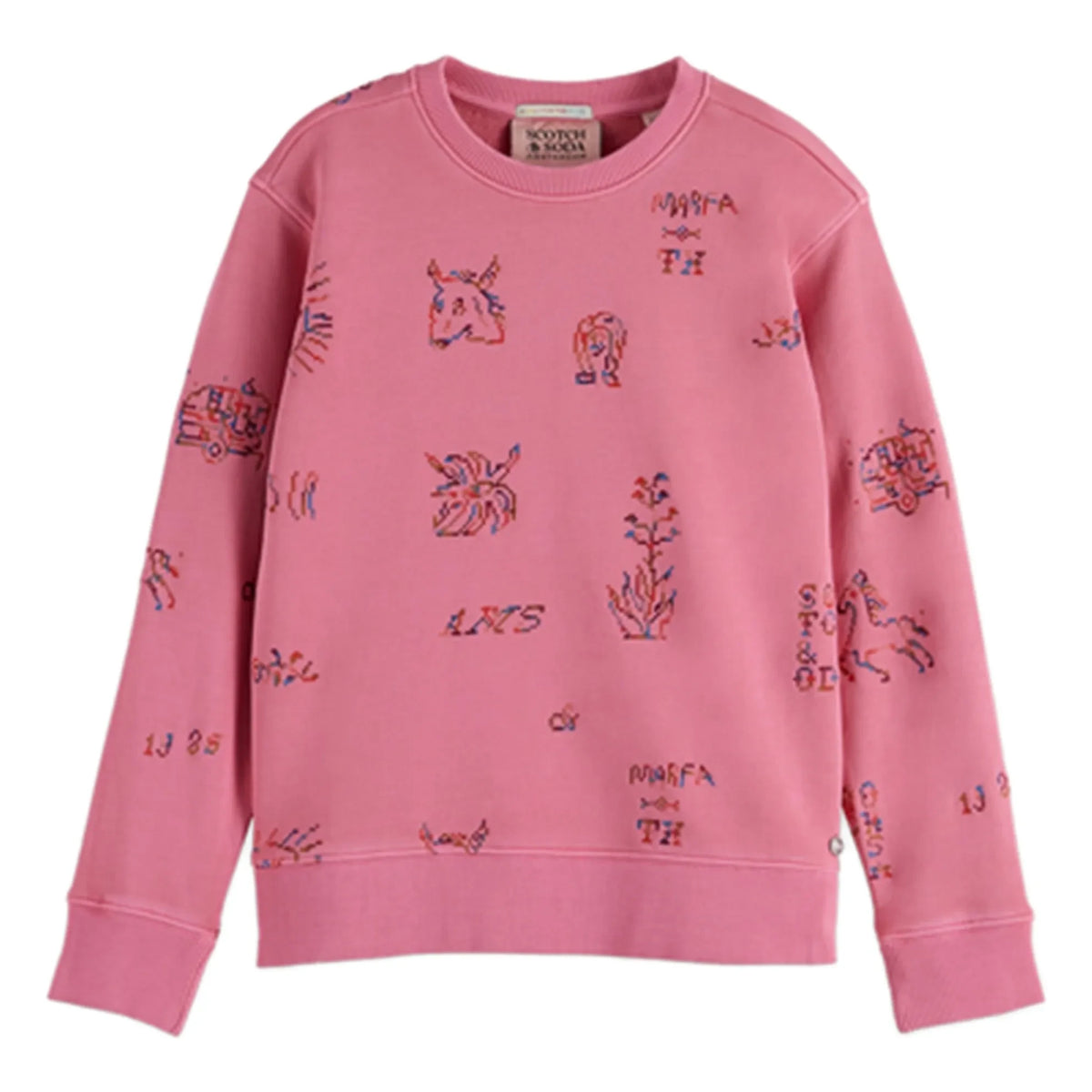 Scotch & Soda - Embroidered Sweatshirt with Horses | Pink