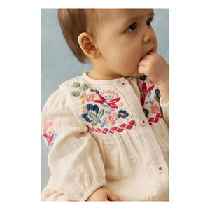 Louise Misha - Idria organic cotton gauze romper | Cream
