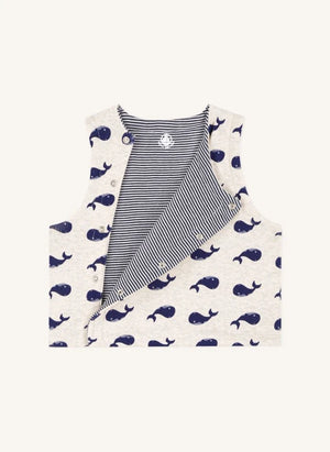 Petit Bateau - Whales Organic Cotton Sleeveless Tank Top | Heather Beige