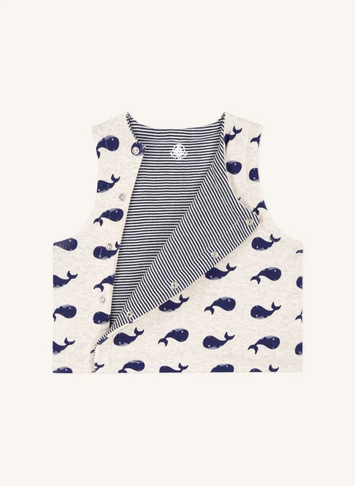 Petit Bateau - Whales Organic Cotton Sleeveless Tank Top | Heather Beige